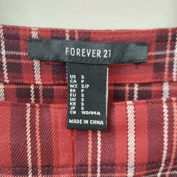 Forever 21 Red Plaid Coverall Mini Dress with Buckle Straps - Picture 5 of 5